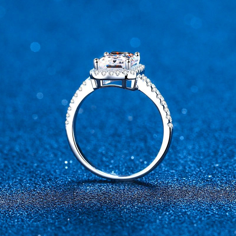 Certified Radiant Cut Moissanite Engagement Ring