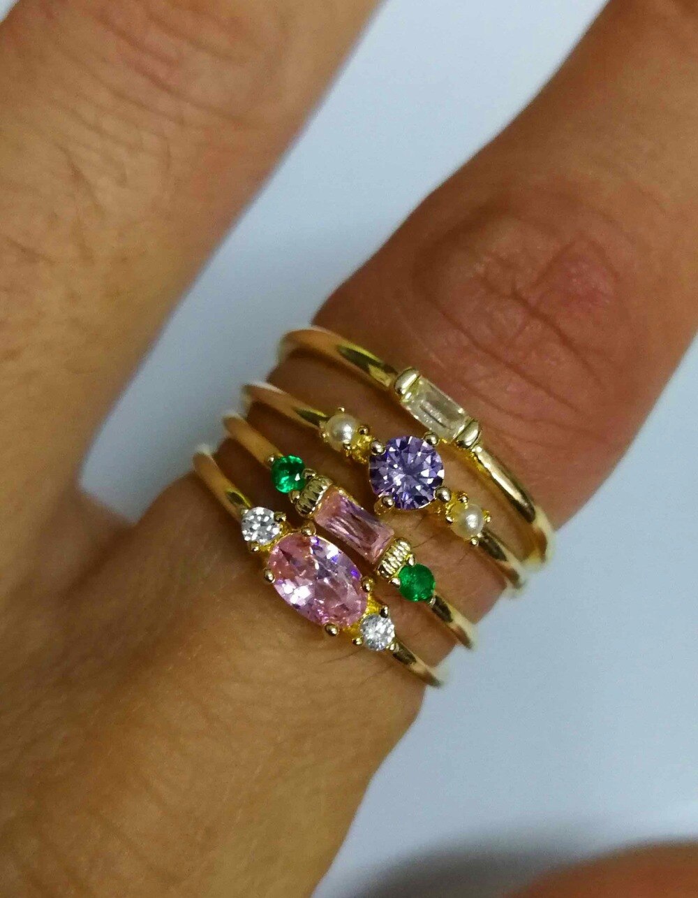 Stackable Stone Ring Set