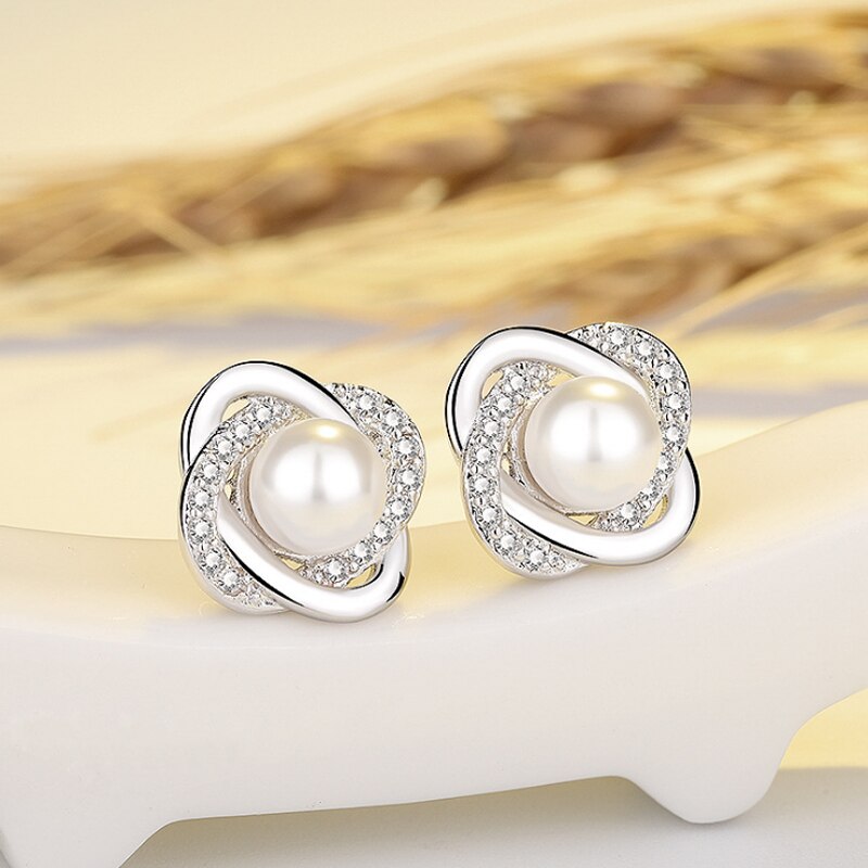 Pearl Twist Stud Earrings