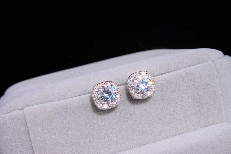 Cushion Cut Stone Earrings