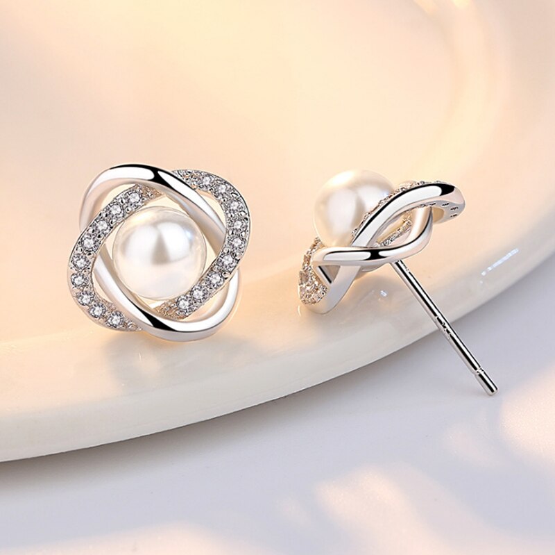 Pearl Twist Stud Earrings